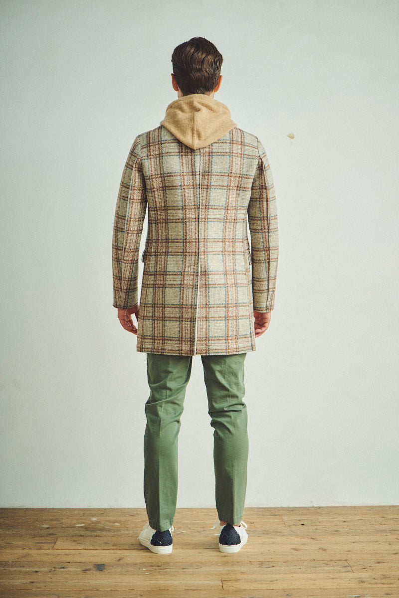 【24AW】Plaid bonding coat SHOULD399 №074741631 / VAR2 グレー系