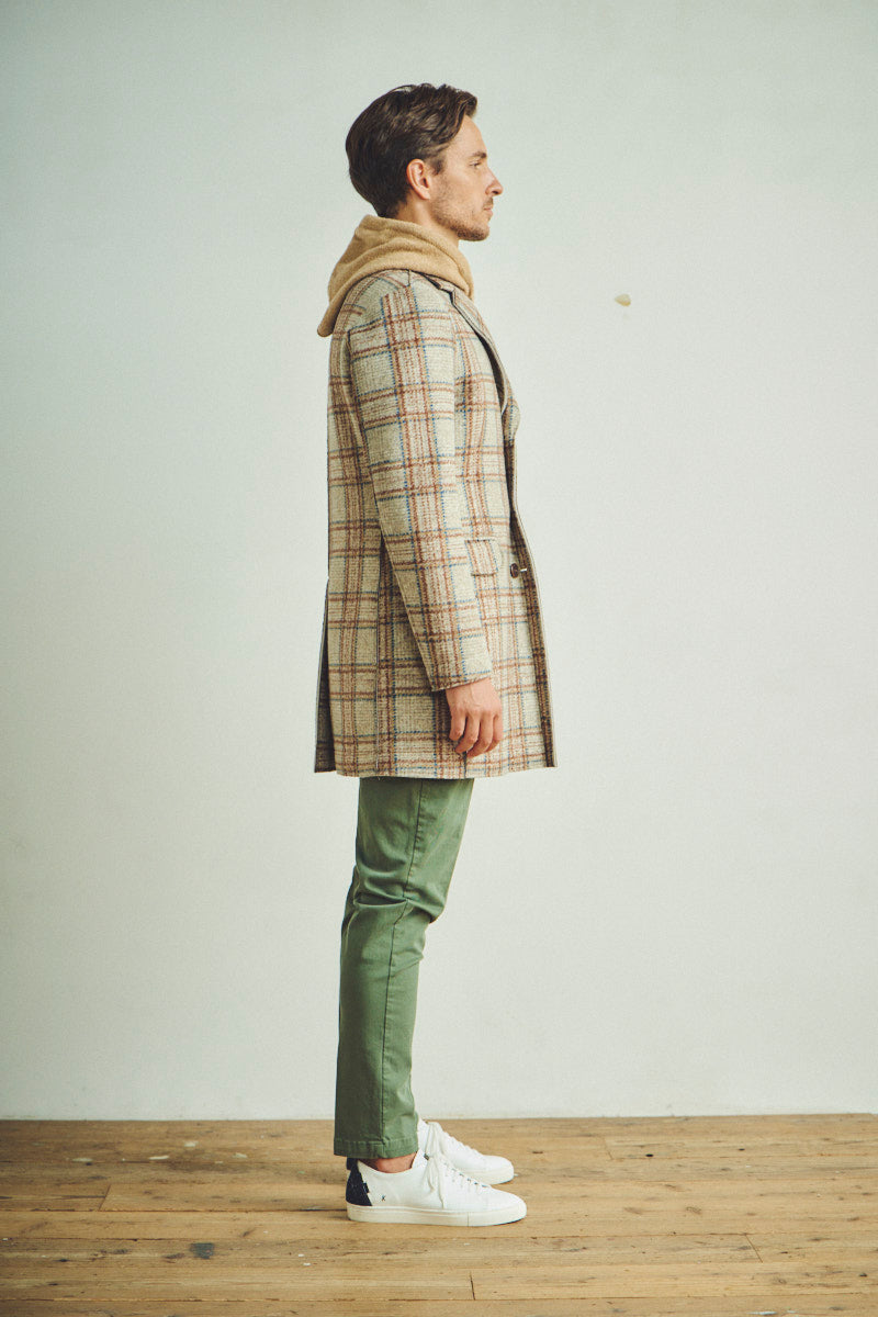 【24AW】Plaid bonding coat SHOULD399 №074741631 / VAR2 グレー系