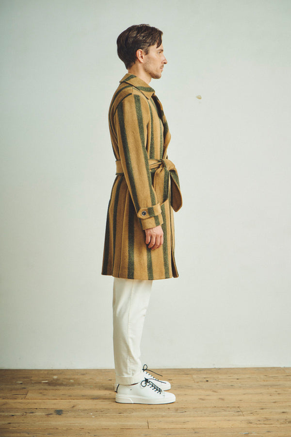 ストライプベルテッドコート / Col：VAR1 キャメル系