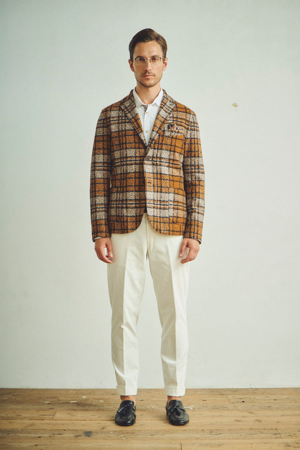 タータンチェックウールジャケット / VAR1 ブラウン