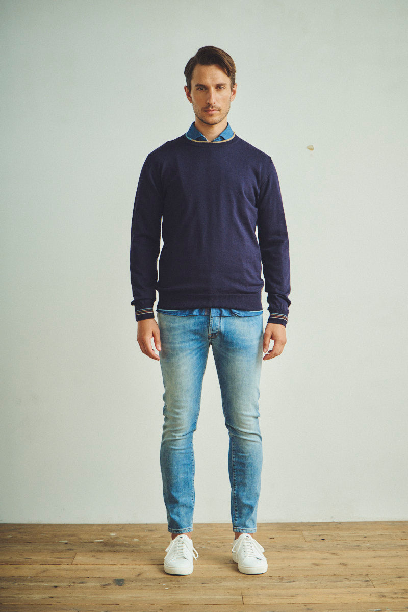 【24AW】Crewneck knit SCAFFOL/N №074741766 / BLU ネイビー系