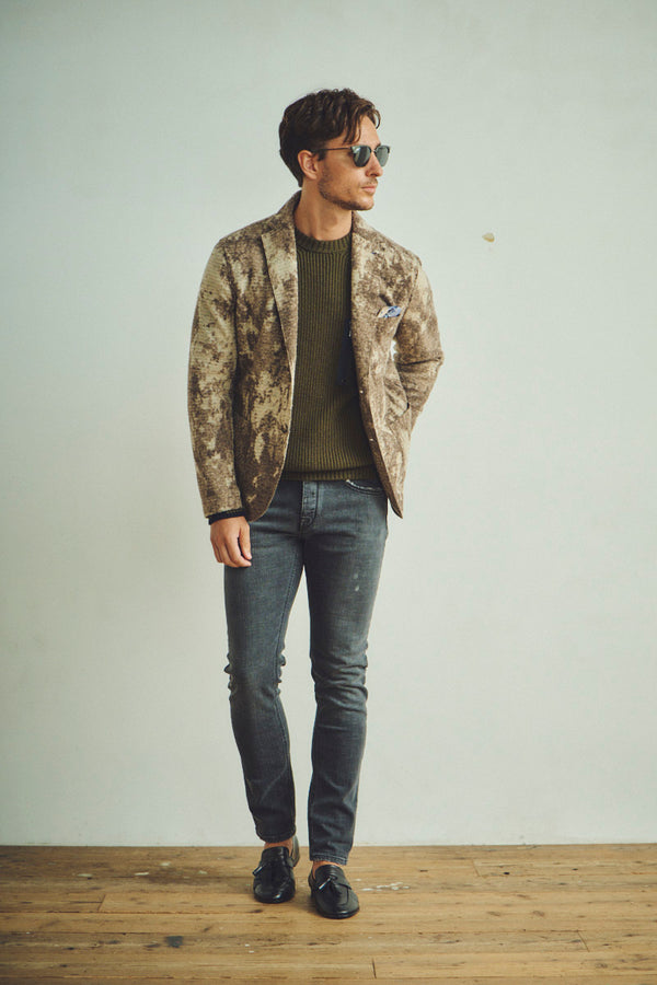 マーブルデザイン ライトウールジャケット / CASTORO ブラウン系