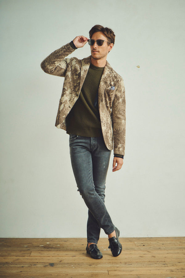 マーブルデザイン ライトウールジャケット / CASTORO ブラウン系