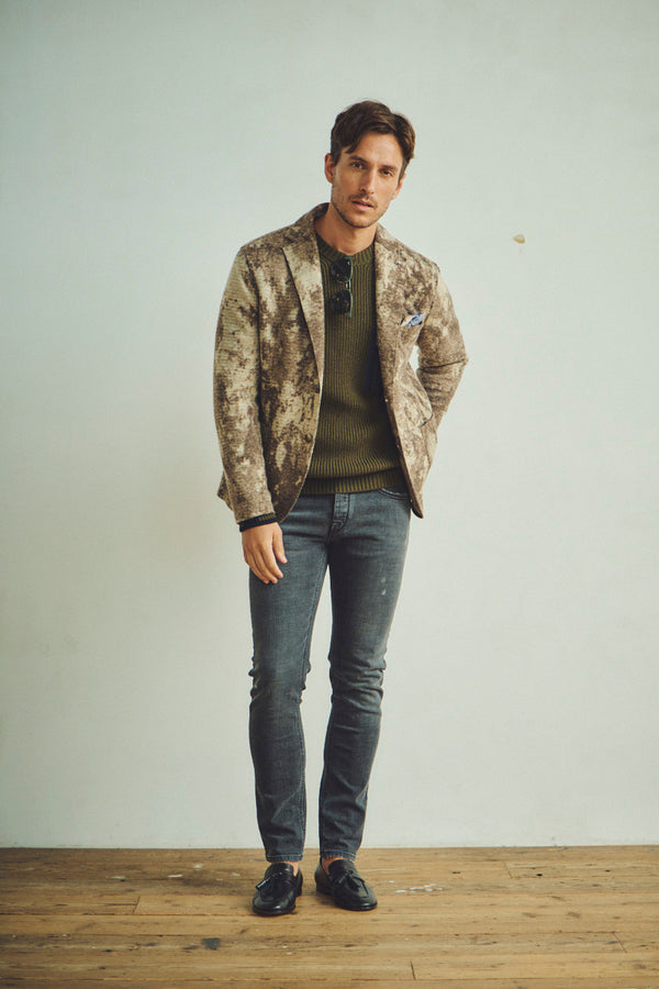 マーブルデザイン ライトウールジャケット / CASTORO ブラウン系