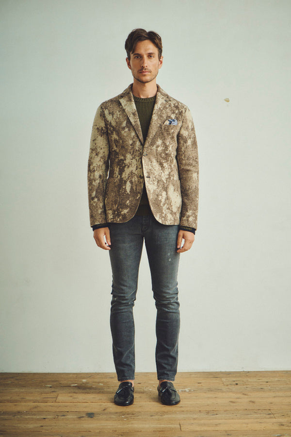 マーブルデザイン ライトウールジャケット / CASTORO ブラウン系
