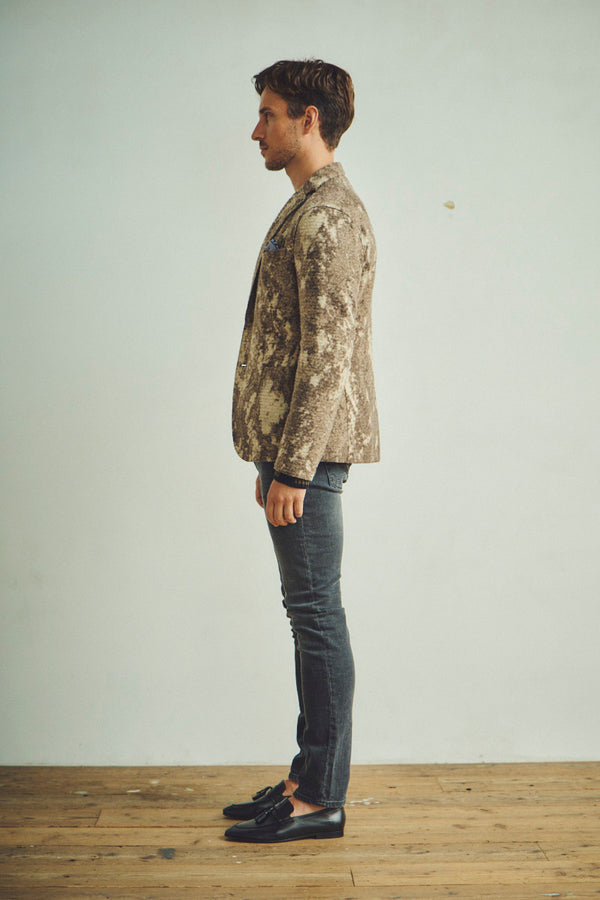 マーブルデザイン ライトウールジャケット / CASTORO ブラウン系