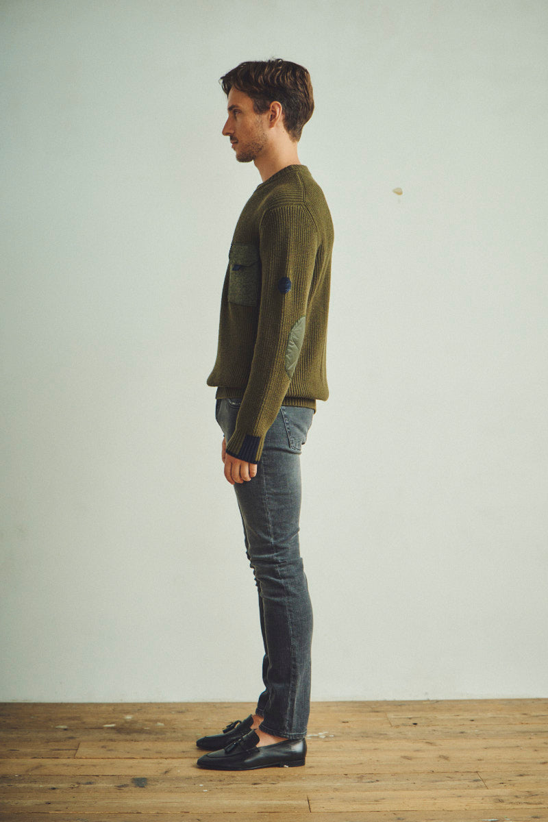 【EC限定】Military Design Crewneck knit BRANDON №074741714 / MILITARE カーキ系