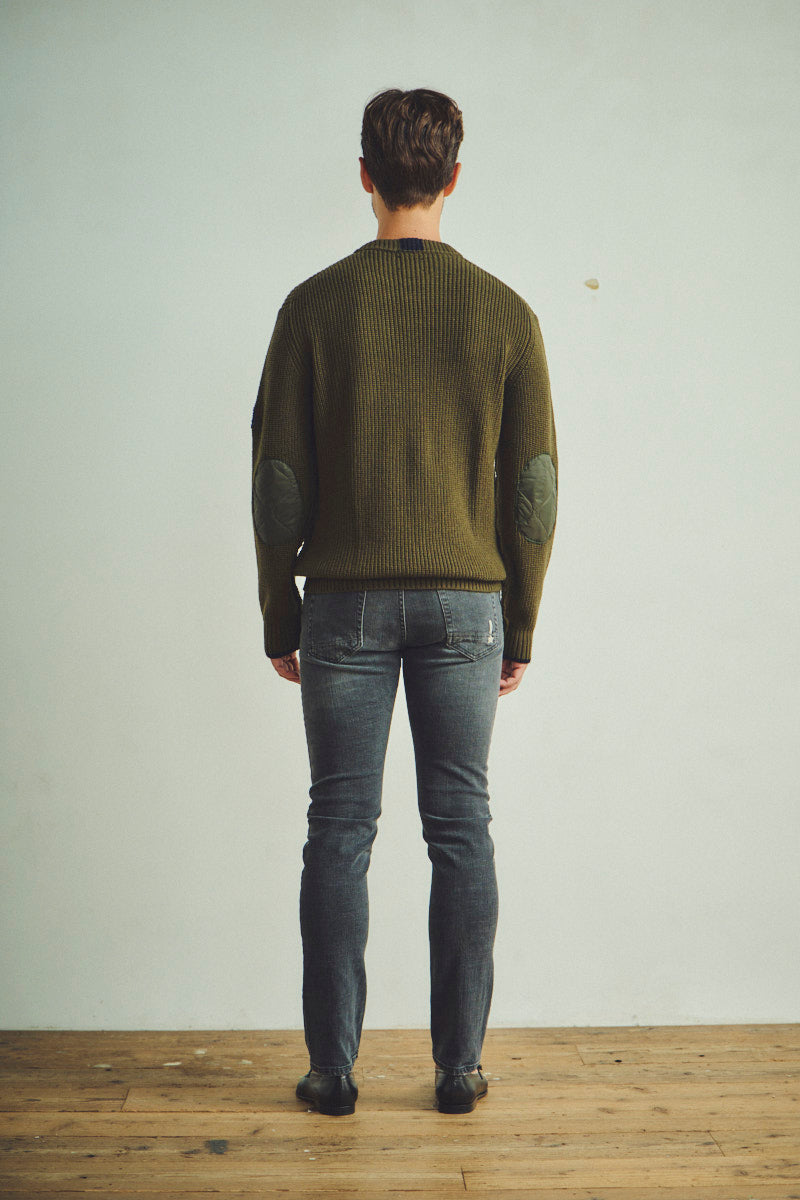 【EC限定】Military Design Crewneck knit BRANDON №074741714 / MILITARE カーキ系