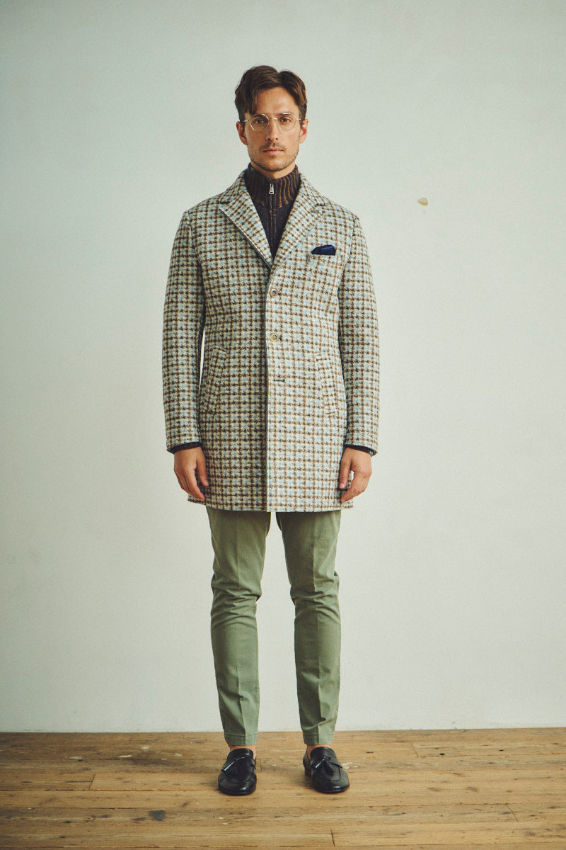 【24AW】Plaid bonding coat ANDY390 №074741602 / VAR1 グレー系