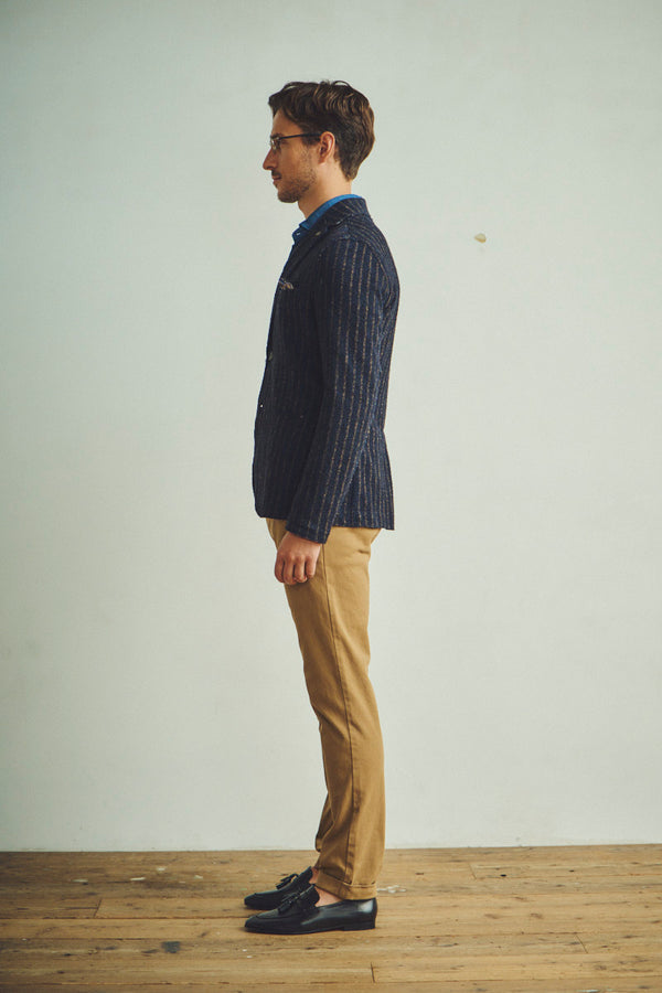 ピンストライプテクスチャードジャケット / Col：VAR1 ネイビー系