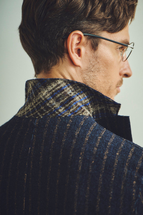 ピンストライプテクスチャードジャケット / Col：VAR1 ネイビー系