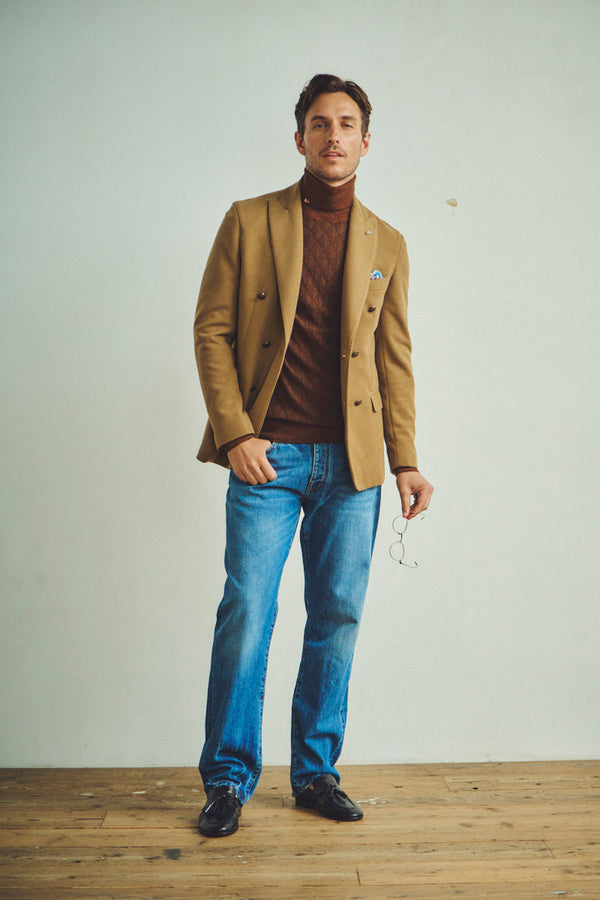 ダブルブレストニットジャケット / COL： BISCOTTO ブラウン系