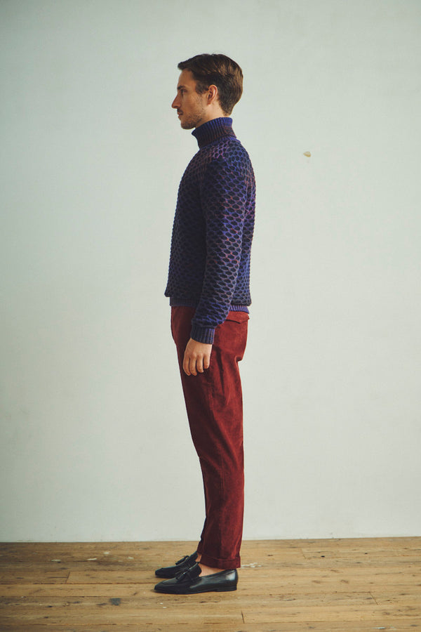 ハニカムタートルネックニット / VAR1 パープル系