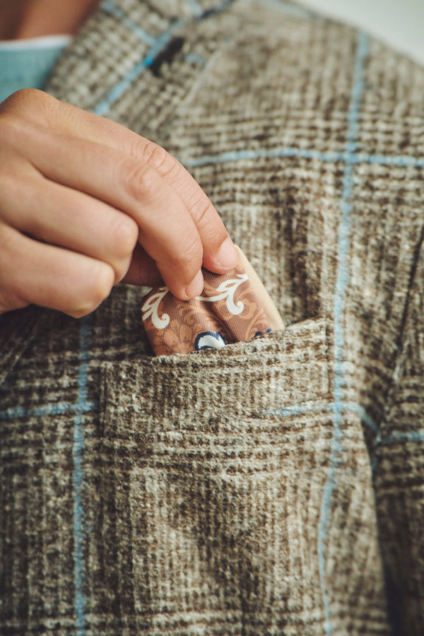 ポケッタブルチェックパターンウールジャケット / Col：VAR1 グレー系