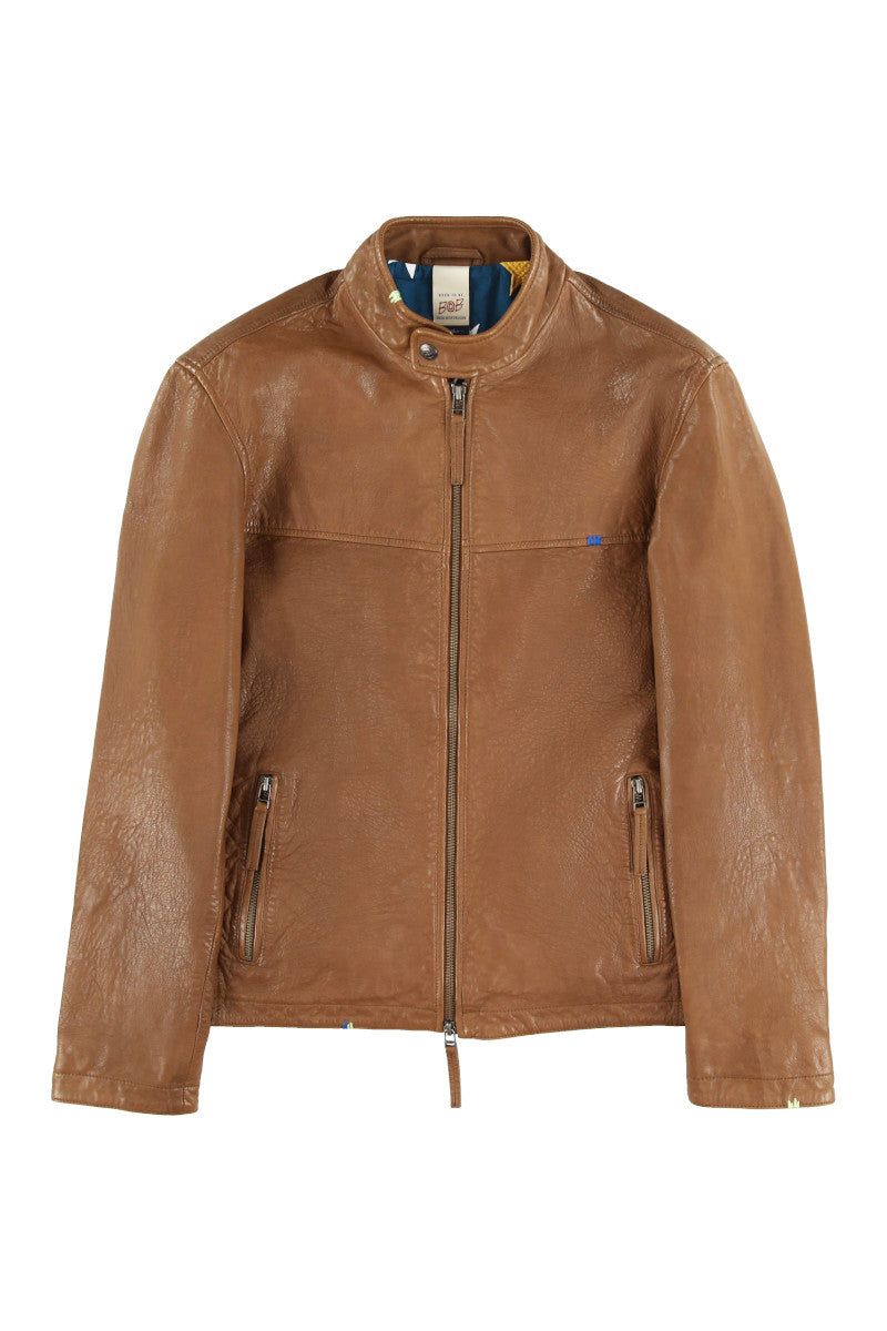 ハンドステッチシングルライダースレザージャケット / Col：BLACK ステッチカラーBLUE