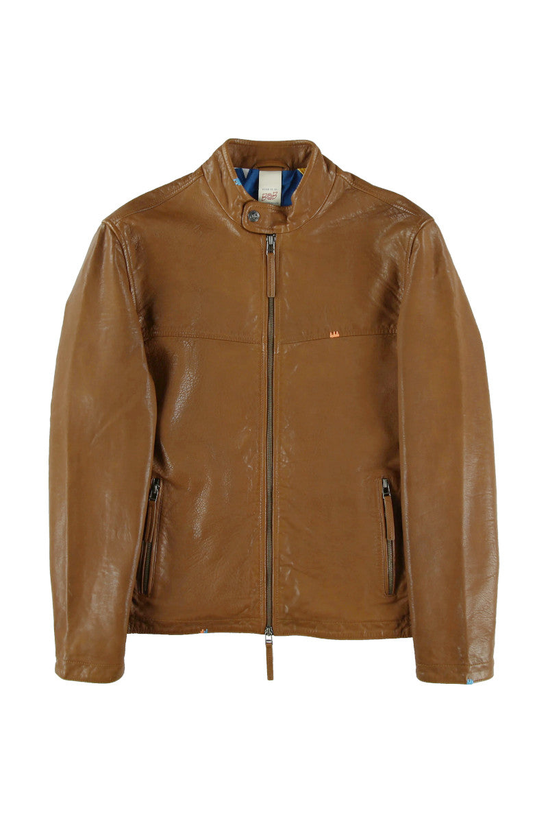 ハンドステッチシングルライダースレザージャケット / Col：BLACK ステッチカラーBLUE