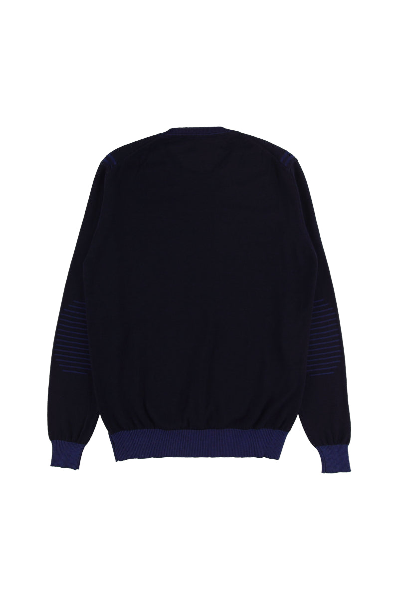 【24AW】Crewneck knit HARD №074741730 / BLU CLOUD ネイビー×ライトブルー