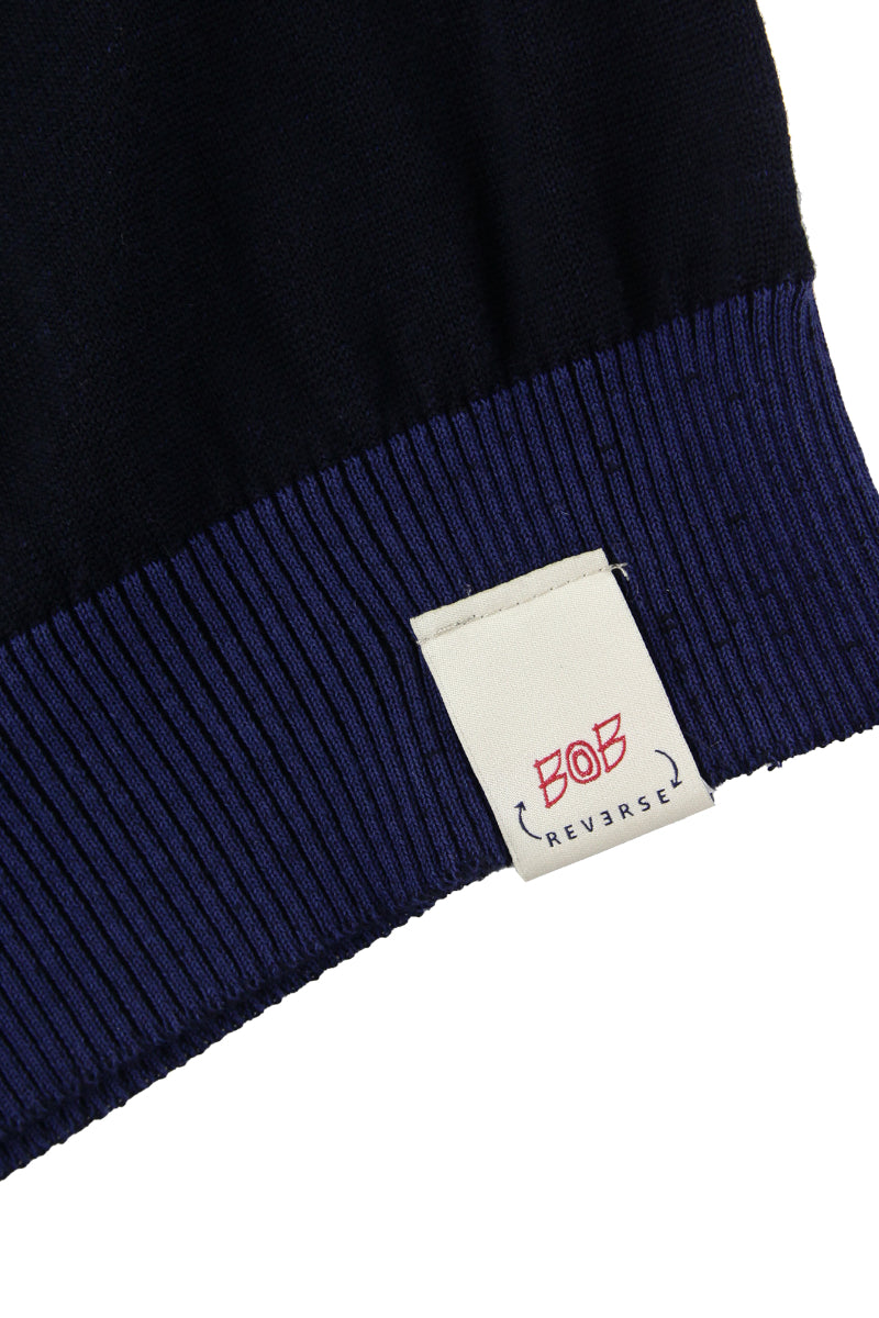 【24AW】Crewneck knit HARD №074741730 / BLU CLOUD ネイビー×ライトブルー