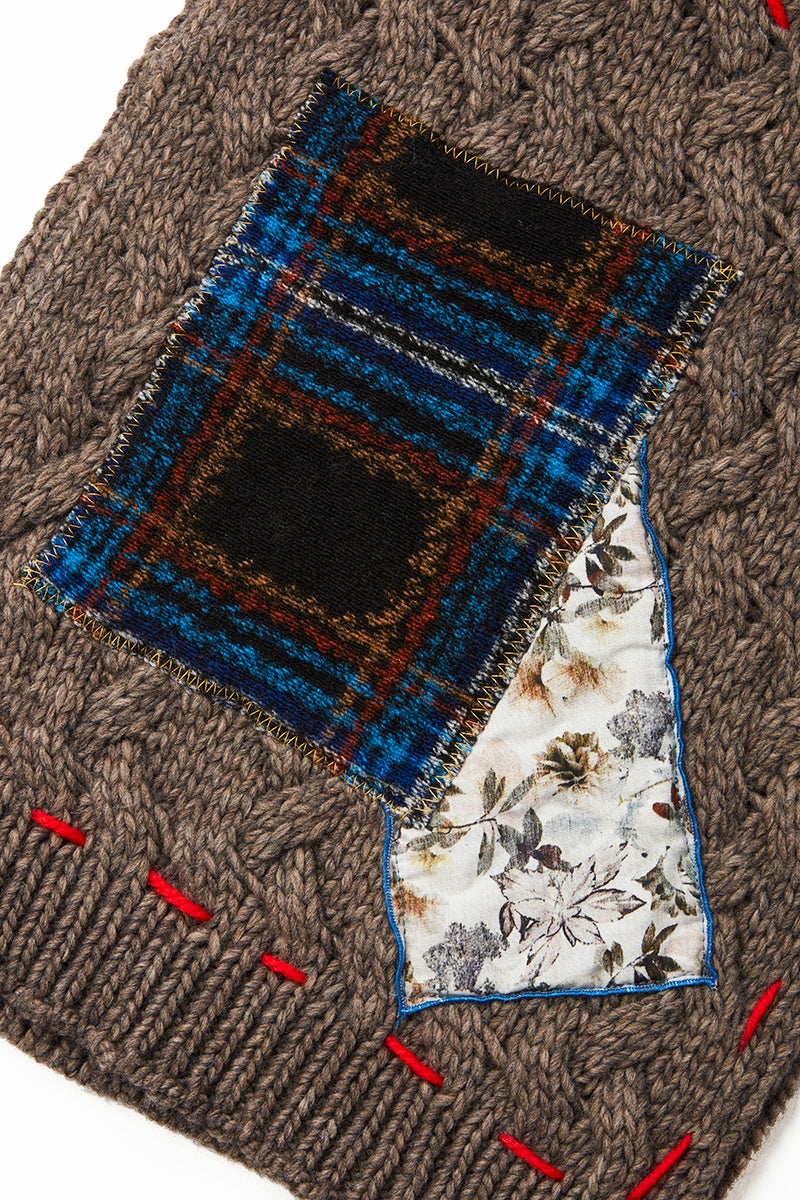 【24AW】Patchwork Design Muffler  POP №074741801 / FANGO グレイッシュベージュ