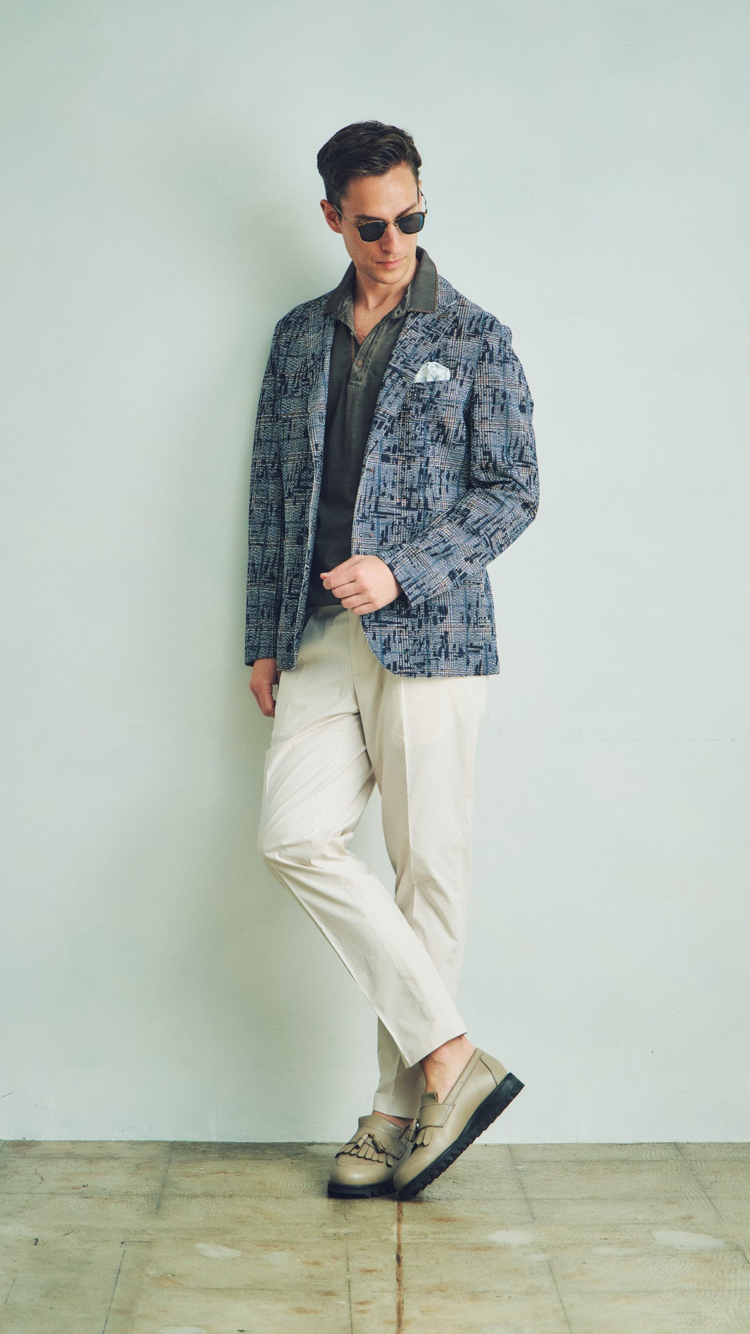 PICKY584 カスリ調グレンチェックジャケット / VAR1 ネイビー