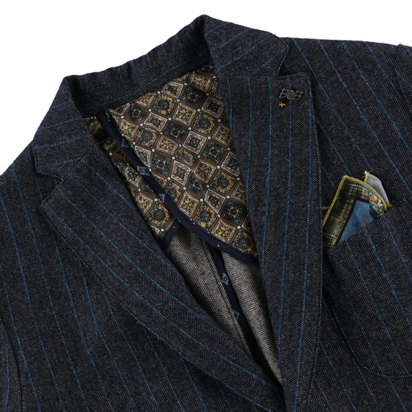 ウールストライプジャケット / COL：PERIORIO インディゴ系