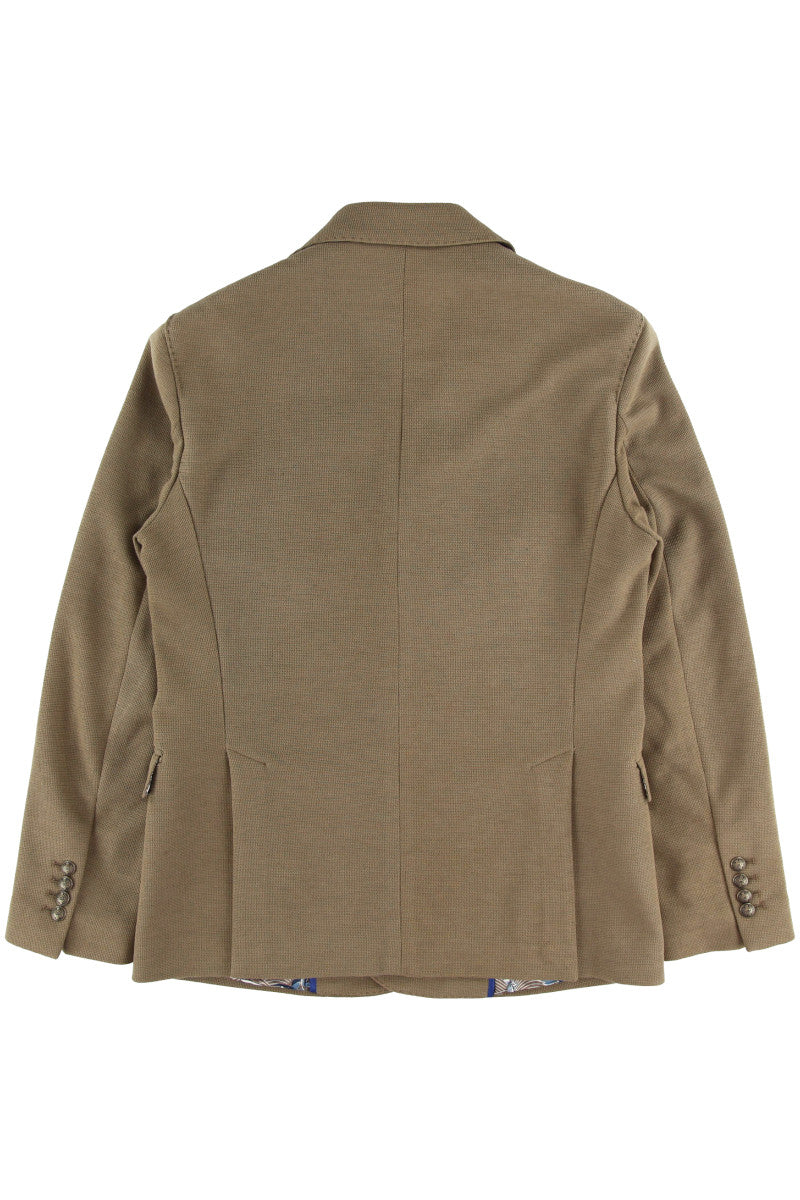 ブラウン スエード ダブルブレストジャケット ダブルブレストニットジャケット / COL： BISCOTTO ブラウン系