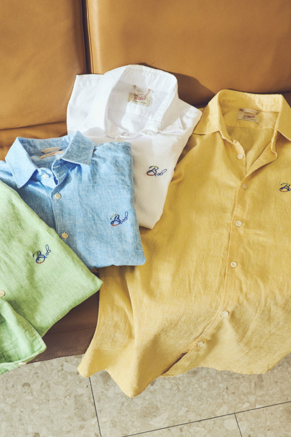 ワンポイントロゴハンドステッチシャツ / Col：AZZURO