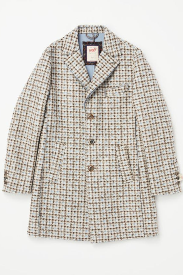 レトロパターンボンディングチェスターコート / Col：VAR2 ブラウン系