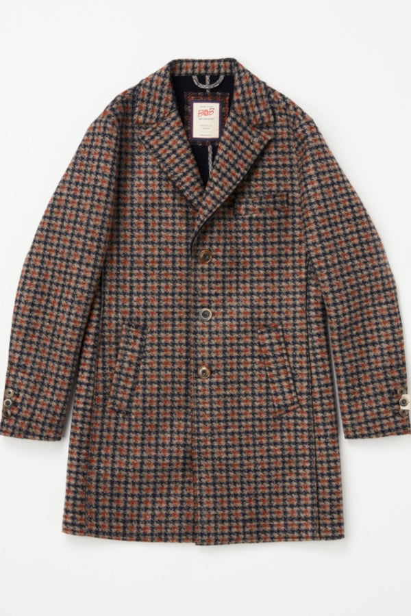 レトロパターンボンディングチェスターコート / Col：VAR2 ブラウン系