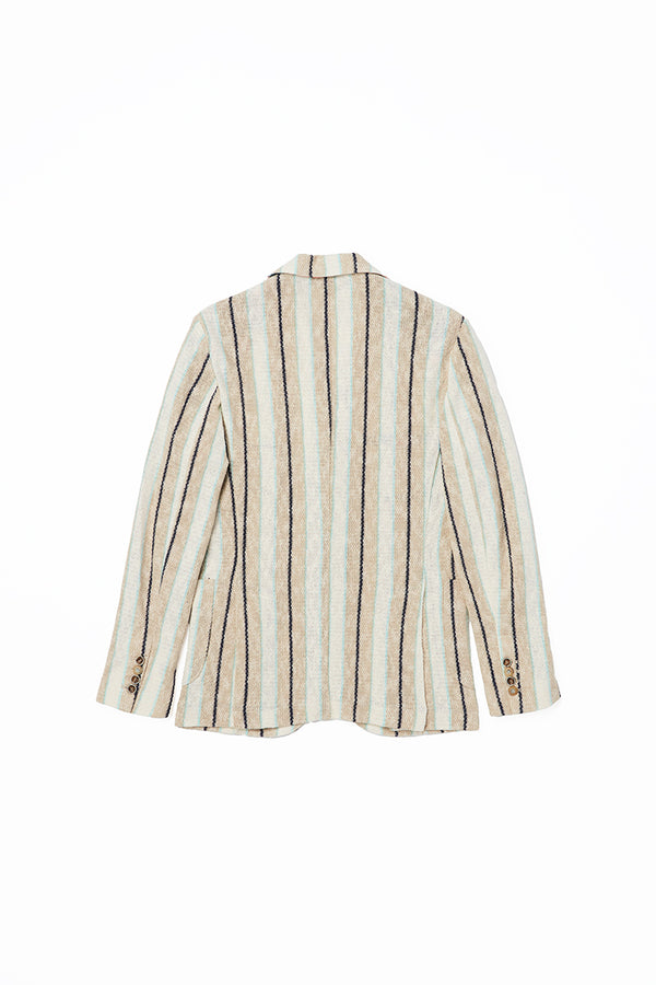 ストライプパターンラッセルニットジャケット / Col：VAR1 サンドベージュ系