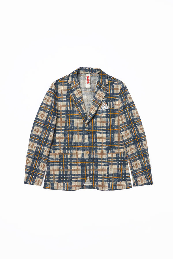 チェックパターンプリントイージージャケット / Col：VAR1 ブルーチェック