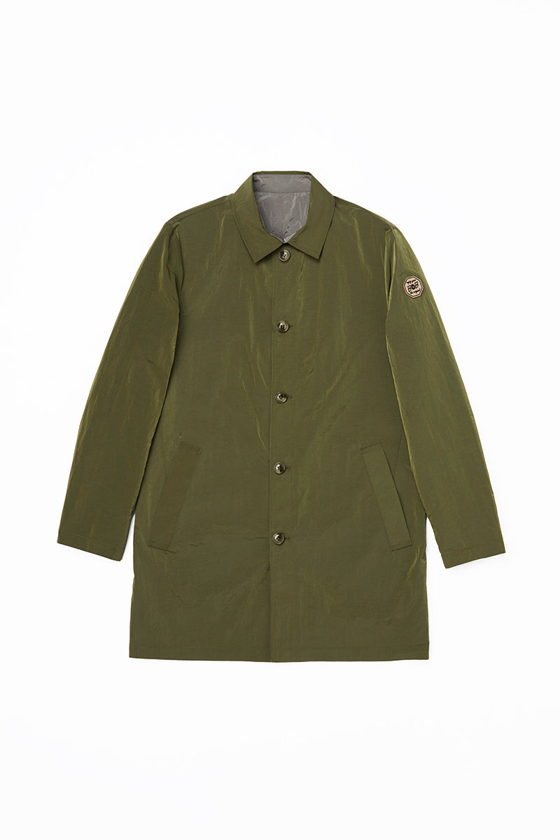 【25SS】Reversible Nylon Coat / col：MILITARE PERLA カーキ系