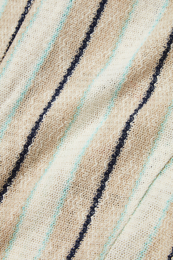 ストライプパターンラッセルニットジャケット / Col：VAR1 サンドベージュ系