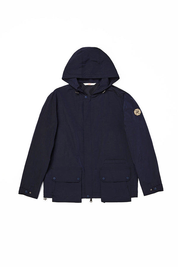 テクニカルファブリックフードブルゾン / Col：AGATA スモーキーブルー