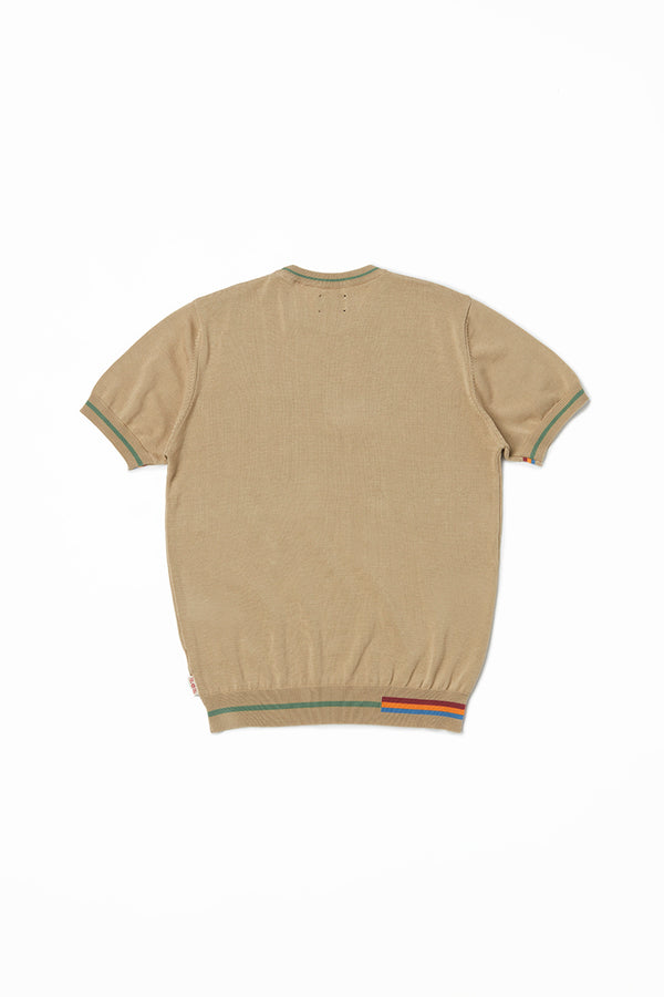 カラーブロックニットTシャツ / Col：BEIGE　ベージュ