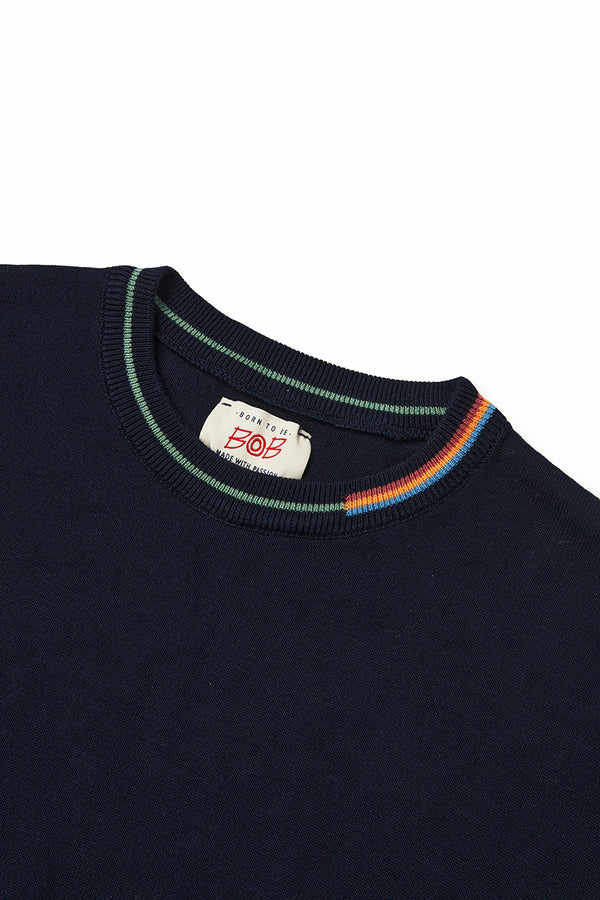 カラーブロックニットTシャツ / Col：BEIGE　ベージュ