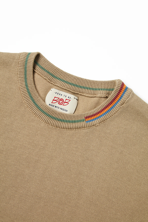 カラーブロックニットTシャツ / Col：BEIGE　ベージュ