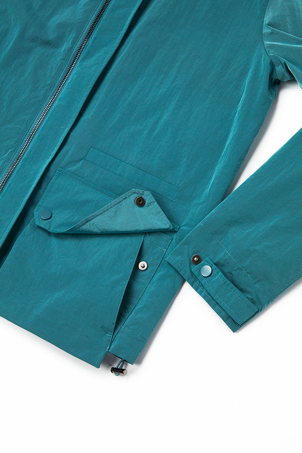 テクニカルファブリックフードブルゾン / Col：AGATA スモーキーブルー