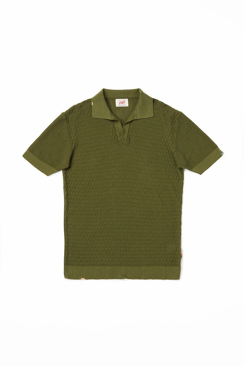【25SS】Crepe Knit Polo Shirt / Col：SELVA フォレストグリーン