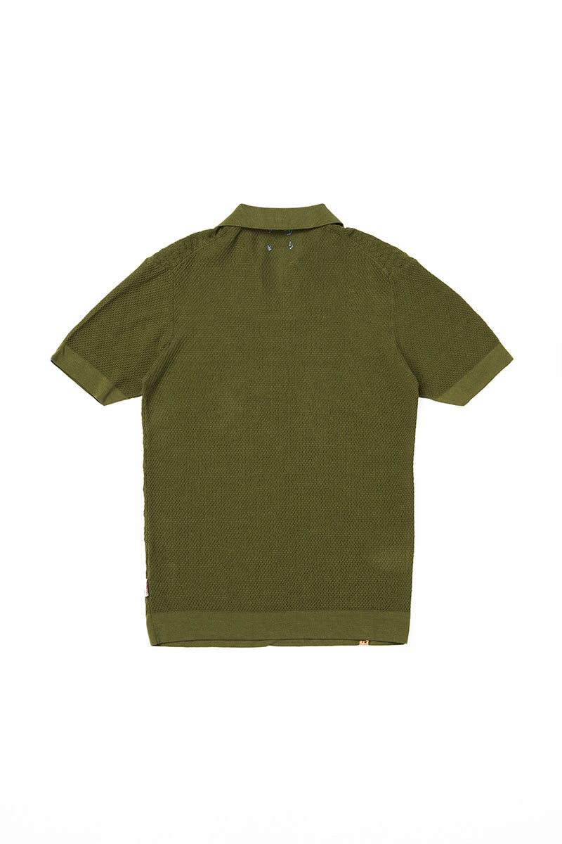 【25SS】Crepe Knit Polo Shirt / Col：SELVA フォレストグリーン