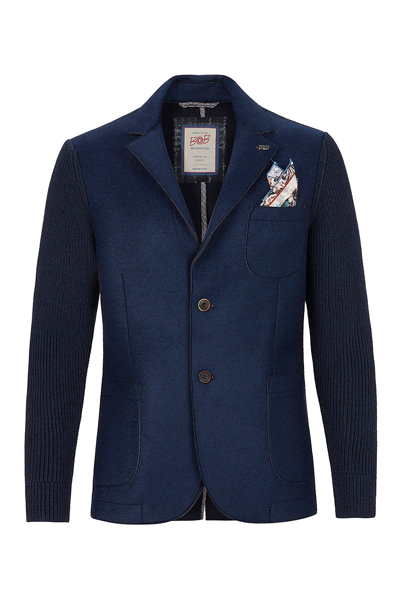 SMIT153 ニットスリーブボンディングジャケット / Col：NAVY ネイビー系