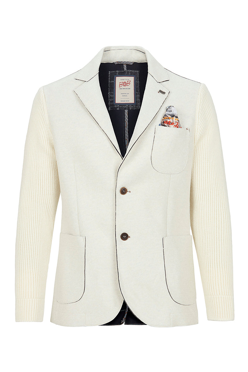 SMIT153 ニットスリーブボンディングジャケット / Col：PANNA ホワイト系