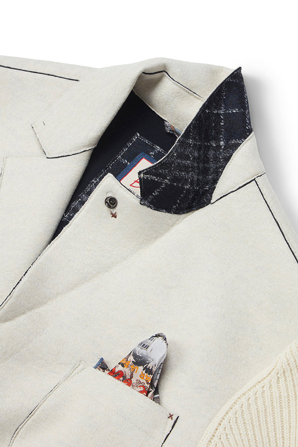 SMIT153 ニットスリーブボンディングジャケット / Col：PANNA ホワイト系