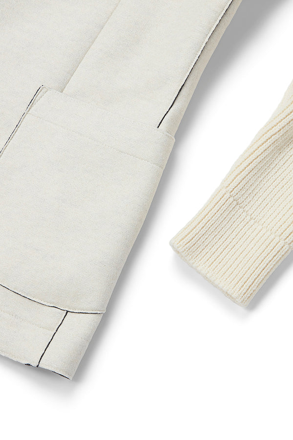 SMIT153 ニットスリーブボンディングジャケット / Col：PANNA ホワイト系