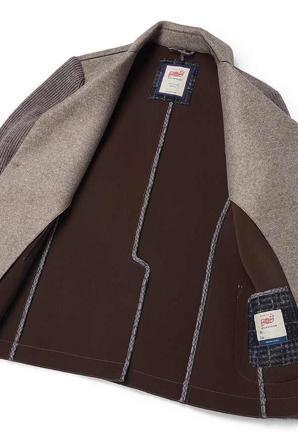 SMIT153 ニットスリーブボンディングジャケット / Col：TORTORA ベージュ系