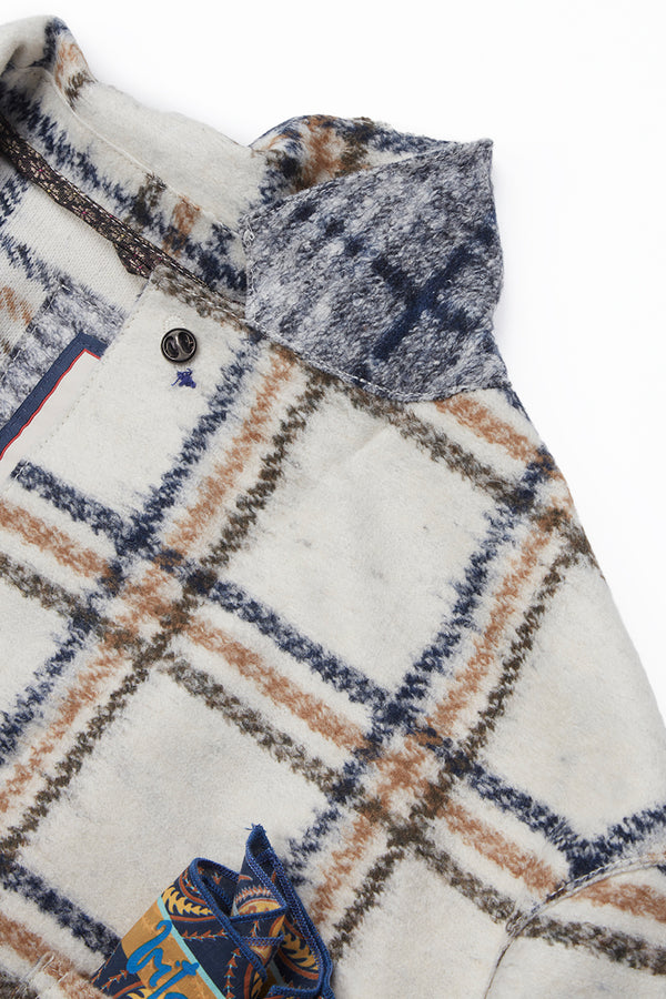 HARLOW202 ライトウール チェックパターンジャケット / Col：VAR1 ホワイト