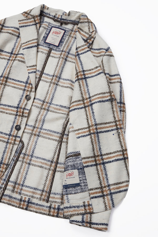 HARLOW202 ライトウール チェックパターンジャケット / Col：VAR1 ホワイト