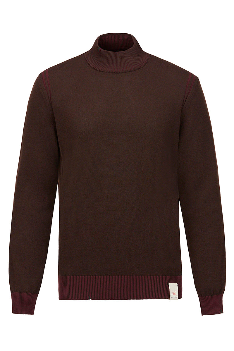 LUBE リバーシブルハイネックニット / COL：MORO＆BORDEAUX ブラウン＆ボルドー