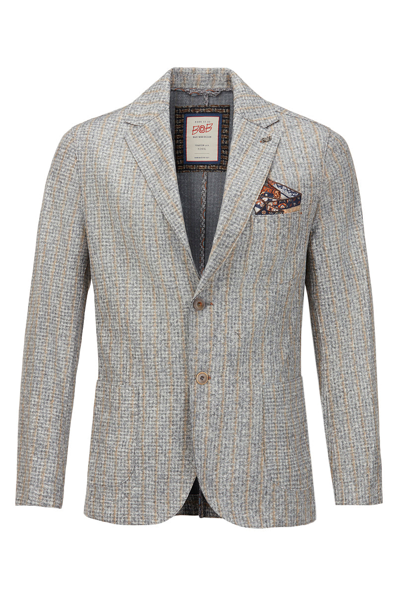 HARLOW203 シャドーストライプライトウールジャケット  / Col：VAR1 グレー系