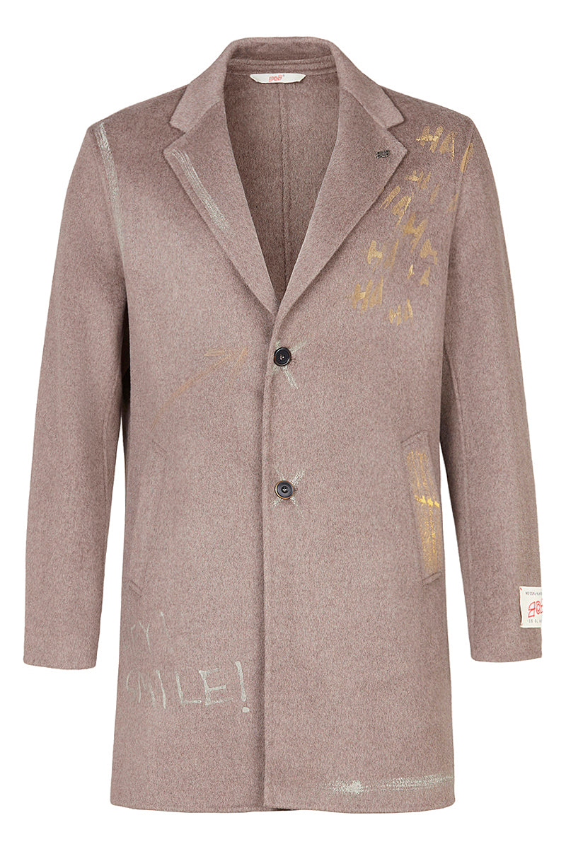 OPEN ハンドペイントデザインチェスターコート / COL：BEIGE ベージュ系